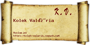 Kolek Valéria névjegykártya