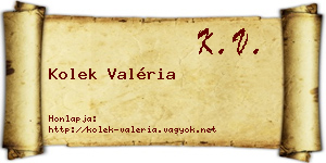 Kolek Valéria névjegykártya